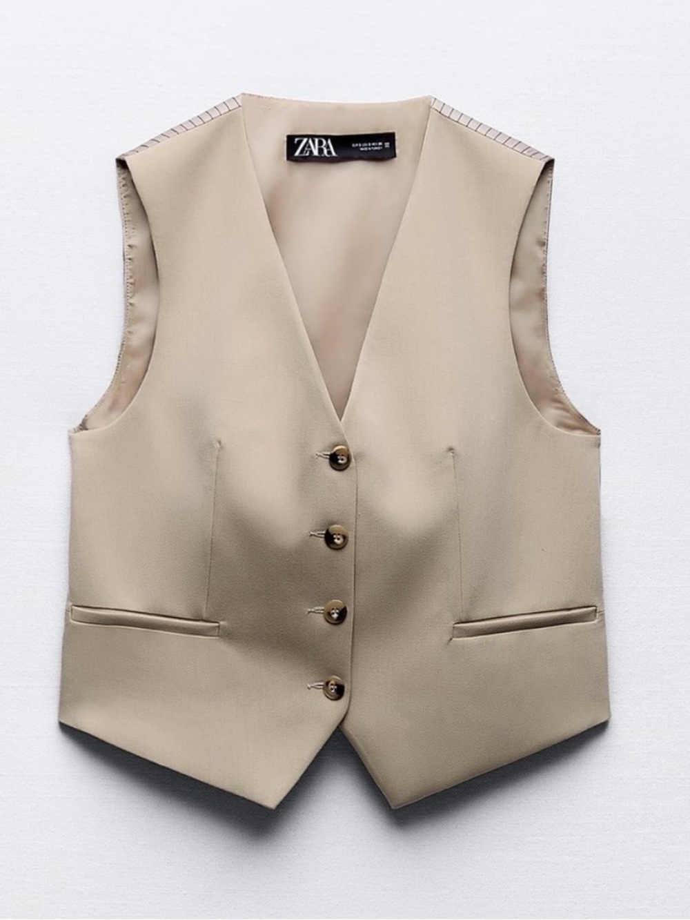 Zara Beige Women's Tailored Vest